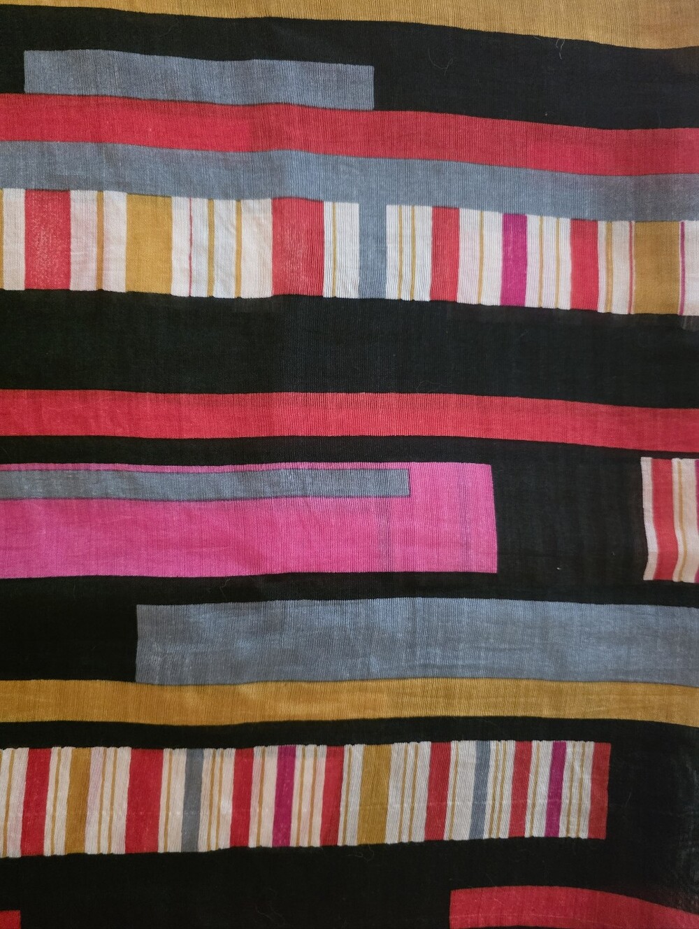 Multicolored Geometric Colorblock Scarf- Abstract Patchwork Pattern 22"×68" - Picture 8 of 9